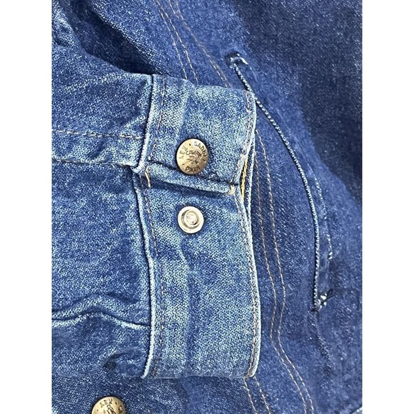 Vintage Saddle King Western Denim Jean Trucker Jacket USA Made Mens Large - Picture 5 of 8